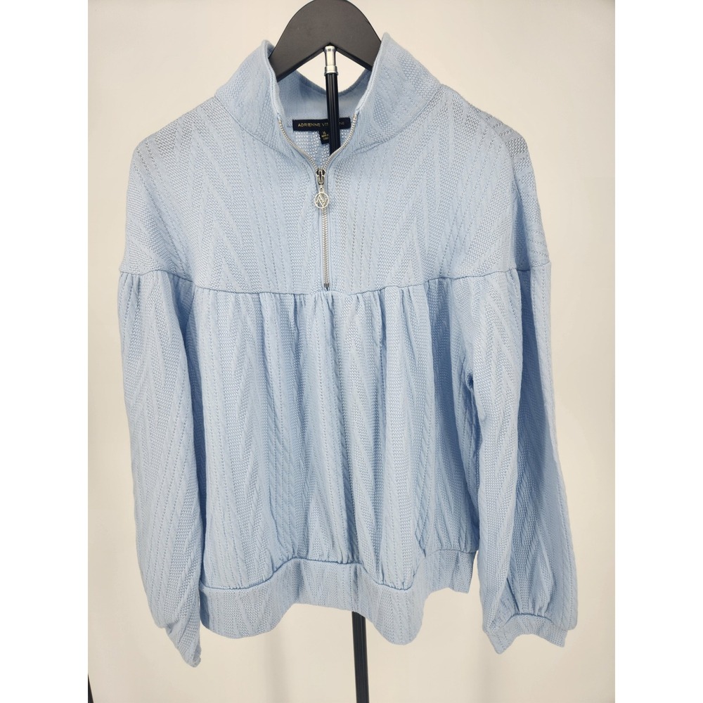 Adrienne Vittadini Womens XL Blue Quarter Zip Pullover Sweater VK35785 NWT